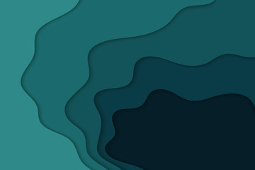 Background with blue waves. Abstract wavy blue paper background.