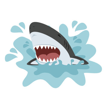 White shark with open mouth vector