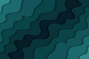 Background with blue waves. Abstract wavy blue paper background.