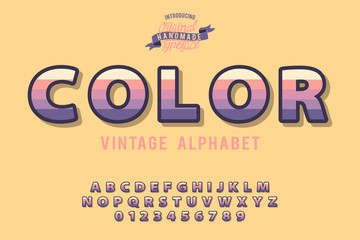Color. 3D serif font. Modern type with shadow for brand logotype. Isolated background.