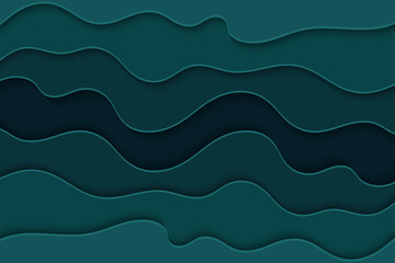 Fototapeta premium Background with blue waves. Abstract wavy blue paper background.