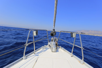 Fototapeta na wymiar Sailing yacht. Bow yacht view