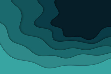 Background with blue waves. Abstract wavy blue paper background.