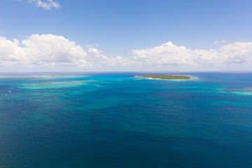 Fototapeta premium Bucas Grande Island, Philippines. Beautiful lagoons with atolls and islands, view from above. Seascape, nature of the Philippines.