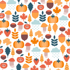 seamless pattern with autumn icons