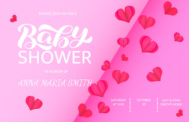 Invitation on Baby shower. Baby shower lettering. Vector illustration