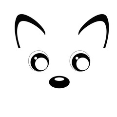 Black and white kawaii illustration. Contour by cute animal face isolated on white background.