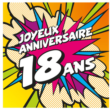 Carte Anniversaire Pop Art 18 Ans 1 Stock Vector Adobe Stock
