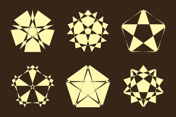 Different abstract geometric design element set. Vector illustration.