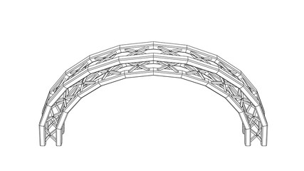Arch Truss. Vector outline illustration.