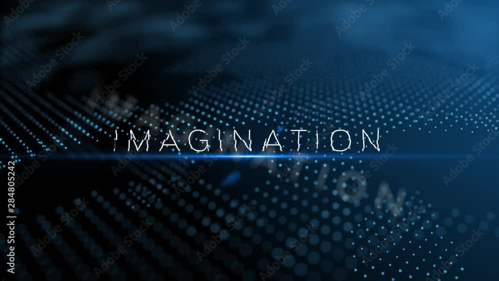 Poster imagination modern intro text 3d animation with lens flare and depth of field focus blur