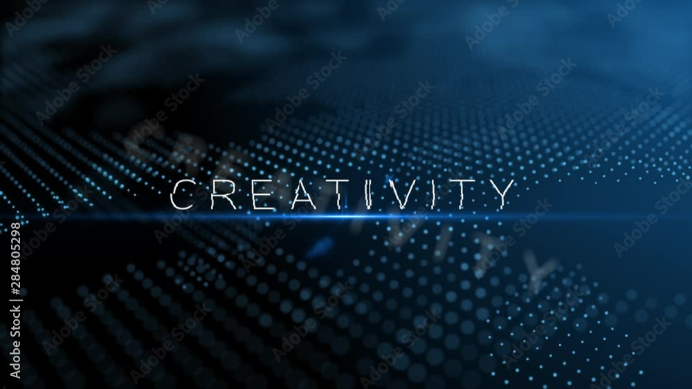 Poster creativity modern intro text 3d animation with lens flare and depth of field focus blur