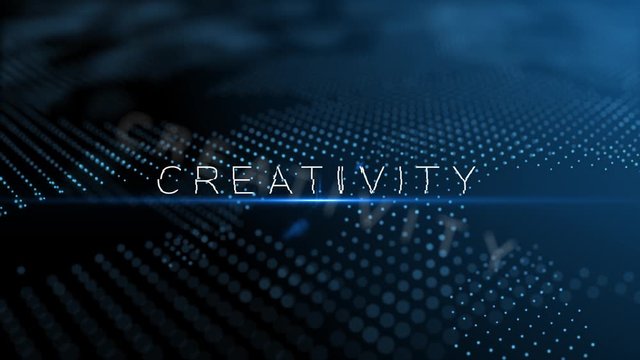 Creativity modern intro text 3D animation with lens flare and depth of field focus blur
