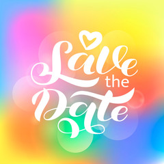 Wedding invitation card. Save the date lettering. Vector illustration