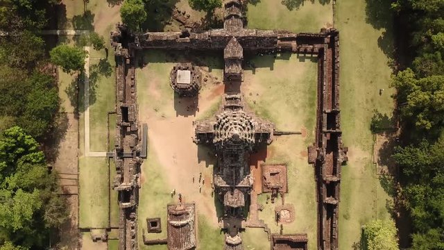 Aerial footage of Phanom Rung historical park in Thailand