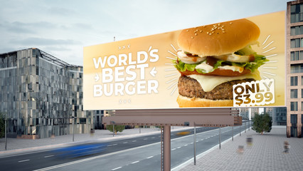 horizontal billboard burger advertising mockup