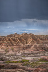 Rocky landscape of the beautiful Badlands National Park, South Dakota