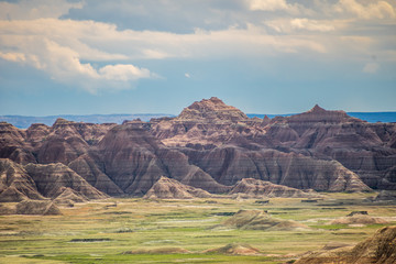 Rocky landscape of the beautiful Badlands National Park, South Dakota