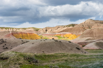 Rocky landscape of the beautiful Badlands National Park, South Dakota