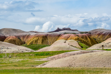 Rocky landscape of the beautiful Badlands National Park, South Dakota
