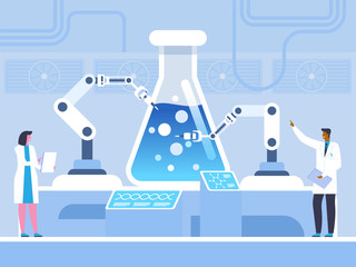 Biochemical experiment flat vector illustration