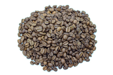 coffee beans on a white background place for text background
