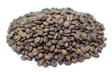 coffee beans on a white background place for text background