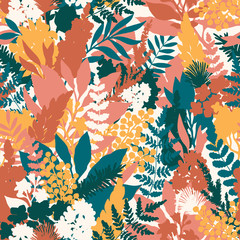 Wild flower seamless pattern. Florals background. Fashion and trendy style. Vector illustration