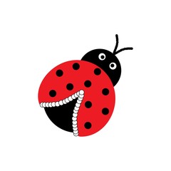 Ladybird isolated. Illustration ladybug. Cute colorful sign red insect symbol spring, summer, garden. Template for t shirt, apparel, card, poster, etc. Design element Vector illustration.