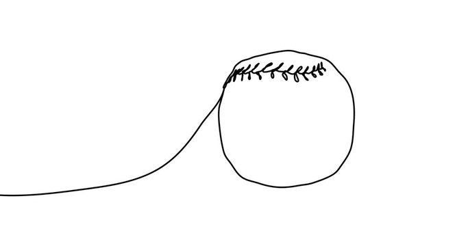 Baseball ball video. Continuous line drawing style. 4k set animation