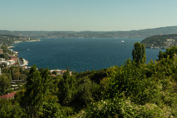 Fototapeta na wymiar view of a curve in the Bosphorus strait in Istanbul