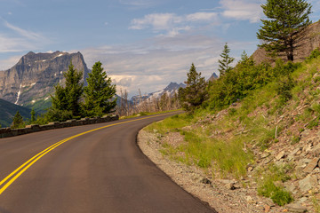 Glacier national park road curve
