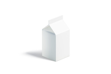 Blank white small milk pack mockup,  side view,  3d rendering. Empty carton brick for beverage mock...