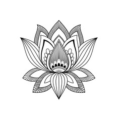Lotus flower pattern. Vector decoration in ethnic oriental, Indian style