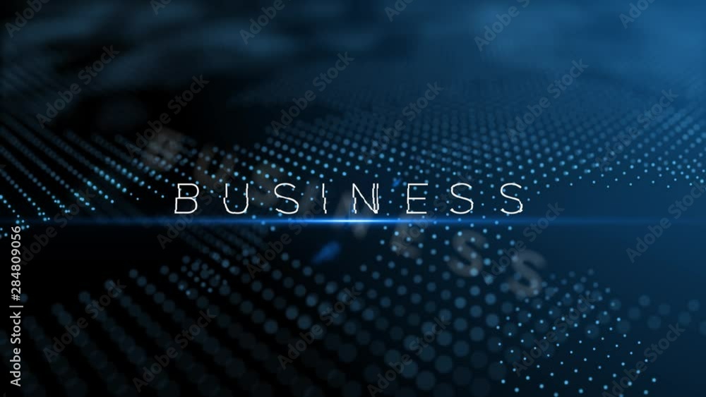 Poster business modern intro text 3d animation with lens flare and depth of field focus blur