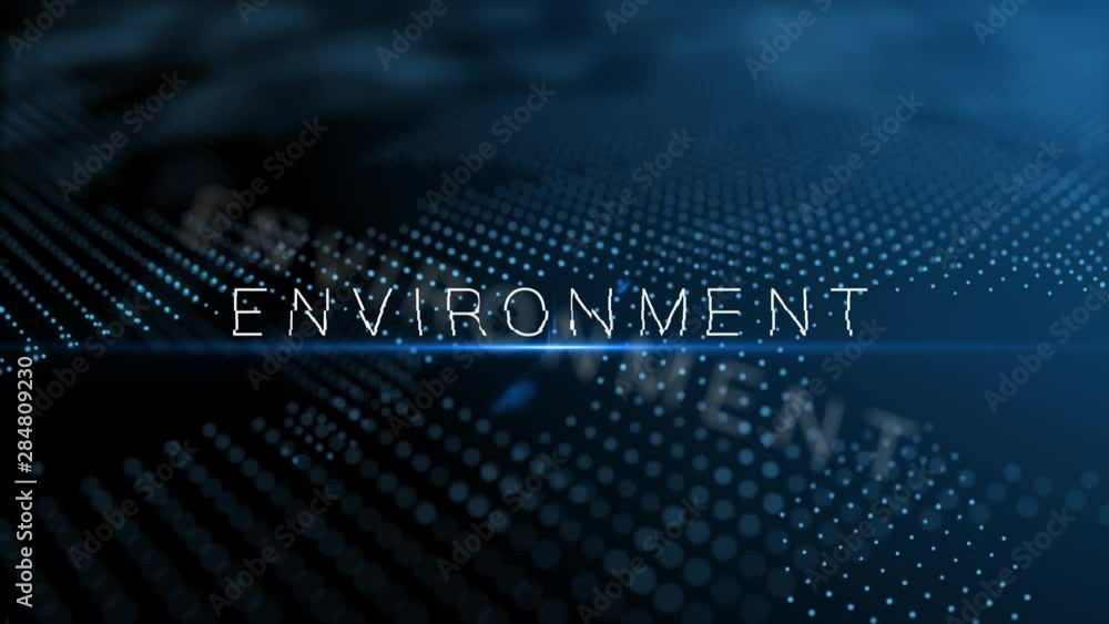 Poster environment modern intro text 3d animation with lens flare and depth of field focus blur
