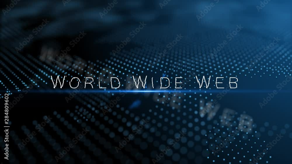 Poster world wide web modern intro text 3d animation with lens flare and depth of field focus blur