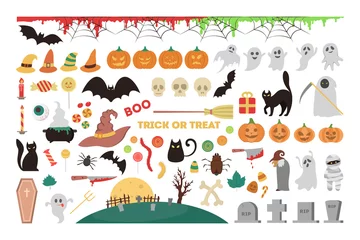 Foto op Plexiglas Halloween set. Collection of horror symbol, holiday © inspiring.team