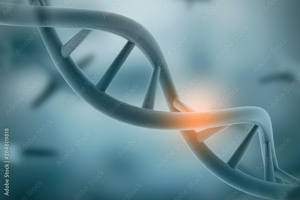Poster 3d render of dna structure, abstract background