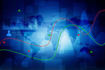 2d rendering Stock market online business concept. business Graph 