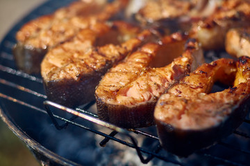 steaks of red fish grill