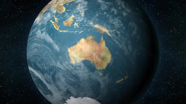 Planet Earth, zooming in on the Australian continent.