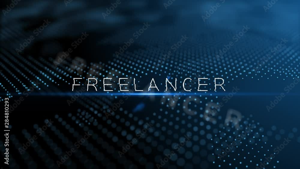 Poster freelancer modern intro text 3d animation with lens flare and depth of field focus blur