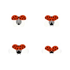 Ladybirds set. Illustration ladybug. Cute colorful sign red insect symbol spring, summer, garden. Template for t shirt, apparel, card, poster, etc. Design element Vector illustration.