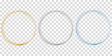 Fotobehang set of 3 circle frames on transparent background © agrus