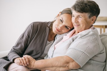 Woman hugging grandmother