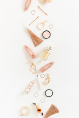 Cosmetics, earrings, rings and hairpins