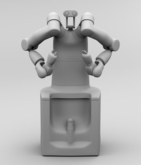 Clay rendering of  self-driving dual-arm robot. Collaborative robot concept. 3D rendering image.