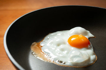 Egg frying in a pan. 