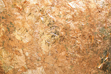 Abstract creative background, Wall with gold plate in the temple, Gold background